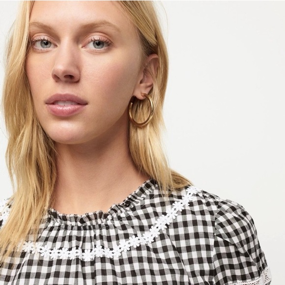 J. Crew Black Label Gingham & Daisy Appliqué Top - Picture 10 of 10